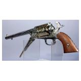 Armsport Remington New Army Black Powder Revolver, .44 Cal, SN#B35212, Nickel/Gold Plated, Engraved