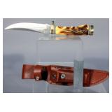 Schrade Uncle Henry 153UH Fixed Blade Knife With Leather Sheath and Stone