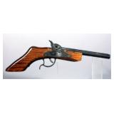 Parris Hex Double Barrel Black Powder Frontier Pistol, Shoots #917 Pull Off Caps, Replica Toy