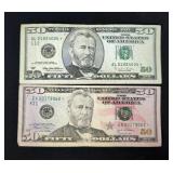 US $50 Star Bills, Qty 2, Series Include 1996 And 2004 