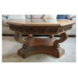 Glass Inlay Octagonal Pedestal Coffee Table, 19.5" x 41.5" x 41.5"