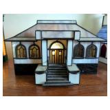 Forma Vitrum 1993 "VitreVille" Vitreville Post Office Stained Glass Lighted Building, 6" x 9.5" x 6.