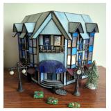 Forma Vitrum 1999 "VitreVille" Thompsons Drug Store Stained Glass Lighted Building, 9" x 12" x 8", P