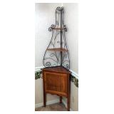 Corner Display Rack With Wrought Iron Shelves