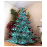 Holiday And Christmas Decor, Including Framed Santa, Tiered Votive Tree, Snowmen Figures, Lighted Ce