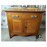 Antique Oak Rolling Wash Stand, 27.5" x 30.5" x 19"