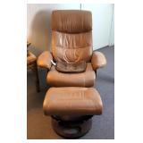 Leather Stressless Swivel Recliner 39" x 35" x 36", And Ottoman 17" x 22.5" x 18"