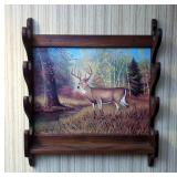 Taxidermy 8-Point Buck Shoulder Mount, Approx 36" x 16" x 25", And Deer Themed Wall Mounted Gun Rack