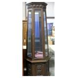 Tower Style Lighted Display Case, 3 Glass Shelves, Storage Cabinet Below 24"W x 78"H