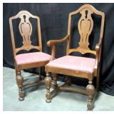 Fiddleback Padded Dining Room Chairs with Carved Legs, Includes 1 Captain