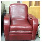 Red Leather-Style Arm Chair, 30"W x 30"H