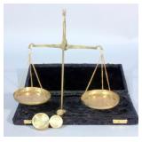 Vintage Brass Balance Gram Scale in Felt Case