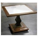 Pedestal End/Side Table with Top Inlay 20"W x 16"H