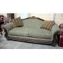 Camelback Sofa with Exposed Carved Wood Trim, Approx 8'W x32"H x 38"D