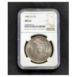 1882-CC US Morgan Silver Dollar, NGC MS63