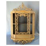 Faux Rattan Wicker Curio Wall Cabinet, 27" x 18" x 5"