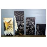 Harley Davidson 4 Panel Canvas Motorcycle Art Prints