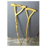 Hand Carved Walking Sticks, 32" And 35", Qty 2