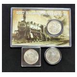 US Morgan Silver Dollar Coins, Qty 3, Including Dates 1886, 1887 And 1888-O