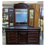 Vaughn Furniture Company Dresser With 9 Drawers, 32" x 66" x 18", Protective Glass Top, And Tri-View