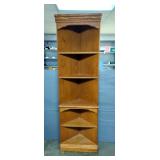 Oak Corner Display Case / Book Shelf, 76" x 23" x 12"
