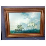 Winterthur Reproduction Seascape Battle Ship Canvas Giclee Print, Framed, 30" x 40"