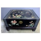 Asian Black Lacquered And Carved Wood Storage Chest/ Table, 20" x 36" x 27"