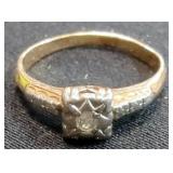 14K Gold And Palladium Diamond Ring, Size 5-1/4