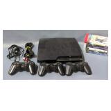 PS3 Console With Cords, 3 Controllers, And 6 Games, Including Tomb Raider, Assassin