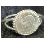 1972 US Eisenhower Dollar Coin Bangle Bracelet