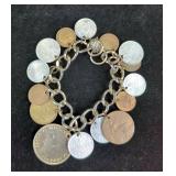 Foreign Coin Charm Bracelets, Qty 2