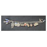 Charm Bracelets, Some With Sterling Silver Charms, Qty 7, In Jewelry Box