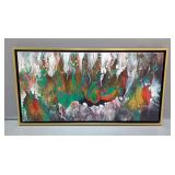 Original Abstract Art On Canvas, Nonobjective Abstraction, Qty 2, Both Framed, 13.5" x 25.5"