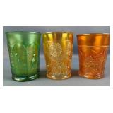 Carnival Glass Tumblers, Brands Include Northwood, Fenton, Dugan, Imperial, L.G. Wright, And More, V