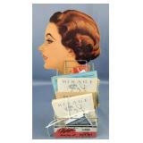 DuPont Nylonet Invisible Nylon Hair Net Display, With Mirage Invisible Hair Nets, And Vintage Ladys 