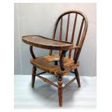Antique Childs Chair With Pivoted Tray, 25" x 19" x 17"
