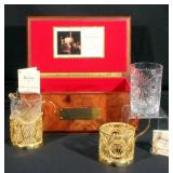 Czar Nickolas II Commemorative Tea Glass Holders, #3/500, Silver, Gold, Alexander Nevsky Collection