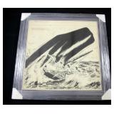 Louis Glanzman (1922-2013) Original Oversized Pen and Ink, Signed, Historical Artist, Framed 35"x35"