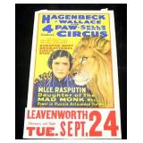 Hagenbeck-Wallace and 4Paw-Sells Bros Circus Poster, Daughter of the Mad Monk, 21" x 34"