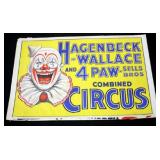 Hagenbeck-Wallace 4Paw & Sells Bros Circus Poster, Clown Face, 41.5" x 28", Good
