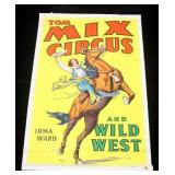 Tom Mix and Wild West Circus Poster, Irma Ward on Horseback, 28" x 41", Good Condition