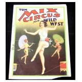 Tom Mix Circus & Wild West Poster, Highwire Ladies with Umbrellas, 20" x 28", Good