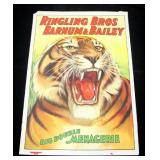 Ringling Bros Barnum & Bailey Circus Poster, Big Double Menagerie, Classic Tiger, 41.5" x 28", Good