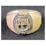 Mens Sterling Silver US Navy Anchor Ring