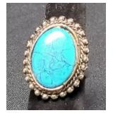 Ladies Silver Rings With Turquoise Stones, Marked 925, Qty 2, And Silver Toned Rings With Turquoise 