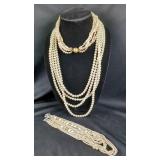 Natural And Faux Pearl Necklaces, Bracelets, And Earring Collection, Qty 25 Pieces