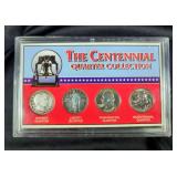 United State Mint Centennial Quarter Collectors Slab Including 1901 Barber Quarter, 1927 Liberty Qua