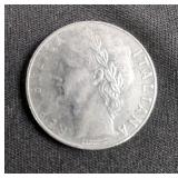 Italy 1965 100 Lire Coins, Qty 2, 1957 100 Lire Coin, 1955 & 1968 50 Lire Coins, And 10 Lire Coins, 