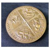 Medallic Art Co 1979 Bronze Nautical Compass Rose/Calendar Paper Weight, And 12K Gold Filled Saint C