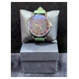 Mens Leisure Sports Watch With Leather Band, Stainless Steel Back, Quartz Movement, Water Resistant,